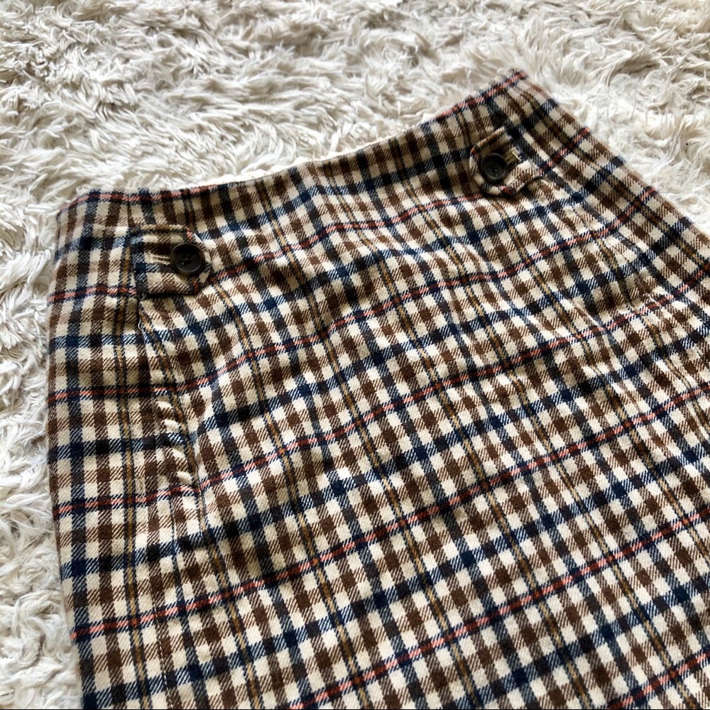 BANANA REPUBLIC FACTORY • Wool Plaid Skirt • Tan - Picture 2 of 6
